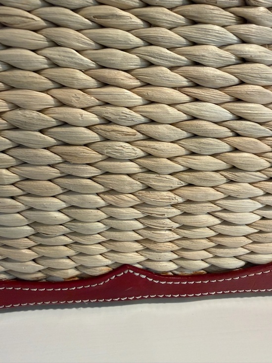 Brighton Woven Straw Tote Purse Red Leather Heart Handle opt. shoulder strap - Picture 16 of 16